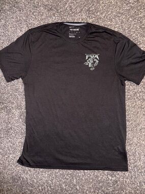 Fox Black Short Sleeve Tee with Small Grey Logo Left Chest